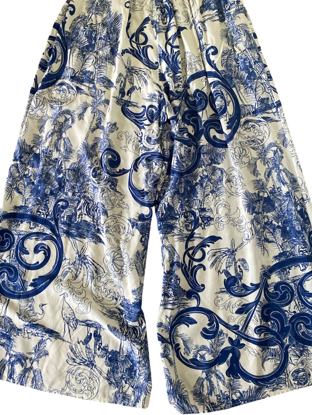 Scandal Italy Blue and White Wide Leg Printed Palazzo Pants-S viscose - Picture 5 of 5
